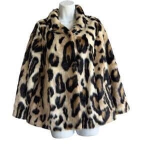 Donna Salyers Leopard Print Faux Fur Coat XS Women's Winter Overcoat Mob Wife